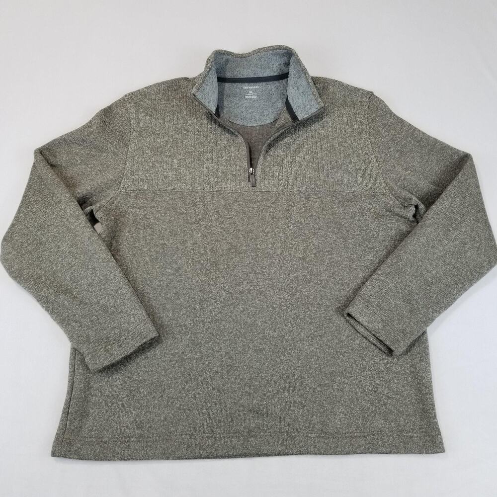 Van Heusen Sweater Mens XL Gray 1/4 Zip Mock Neck Classic Fit Pullover Knit - Picture 2 of 9